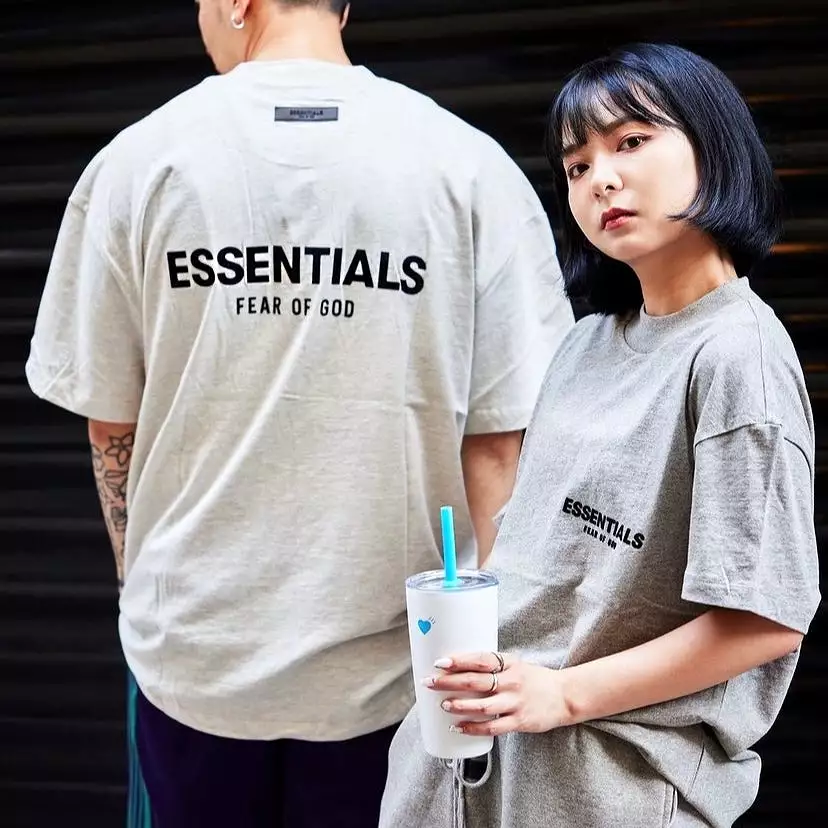 Fear of God Essentials Felt Logo Tee Light Oatmeal