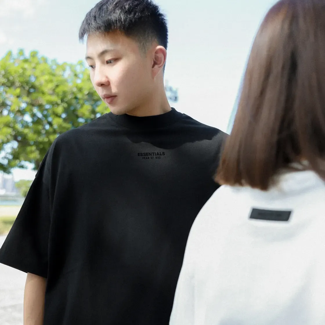 FOG Fear Of God Essential Front and Rear Logo Short Sleeve Tee [125BT232]