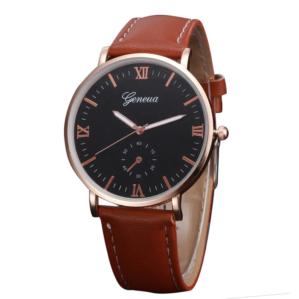 Geneva Watch Men Top Luxury Military Army Retro Design PU Leather Band Analog Quartz Clock Relogio Masculino