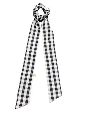 Gingham Scarf Scrunchie in Black