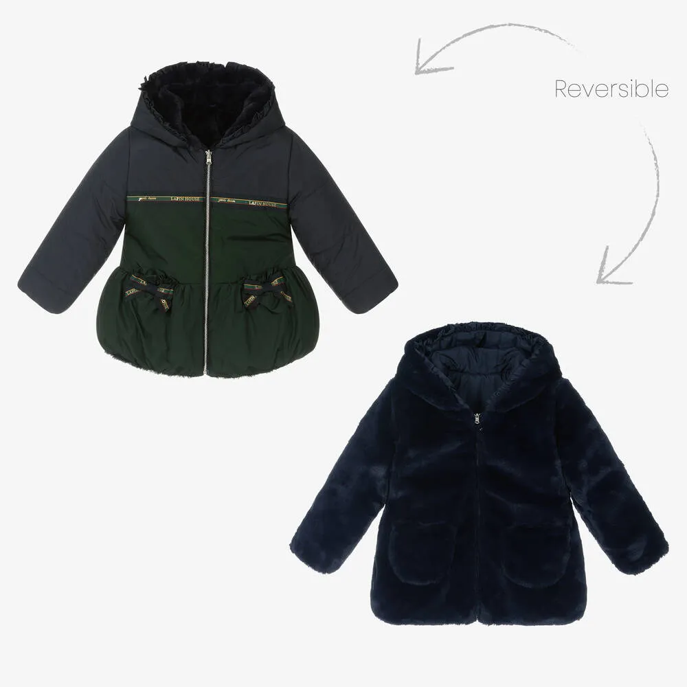 Girls Blue Reversible Coat