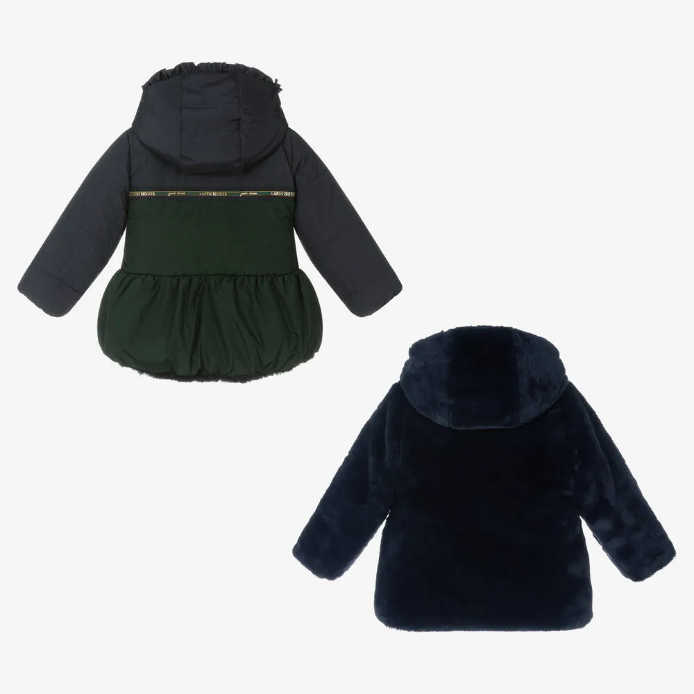 Girls Blue Reversible Coat