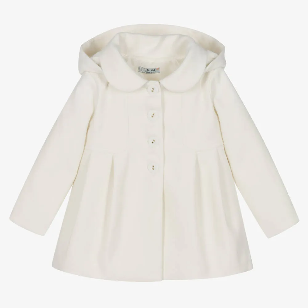 Girls Ivory Hooded Coat