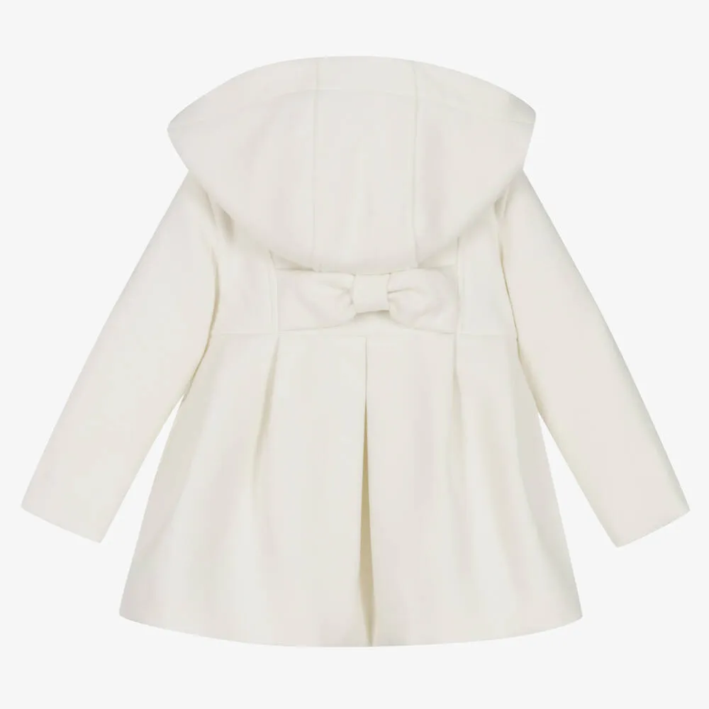 Girls Ivory Hooded Coat