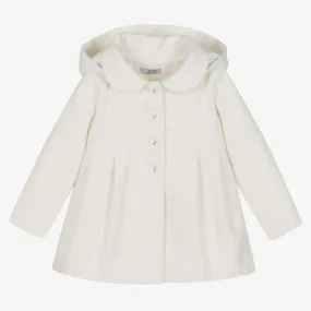 Girls Ivory Hooded Coat