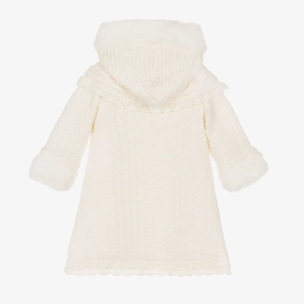 Girls Ivory Knitted Coat