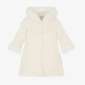 Girls Ivory Knitted Coat