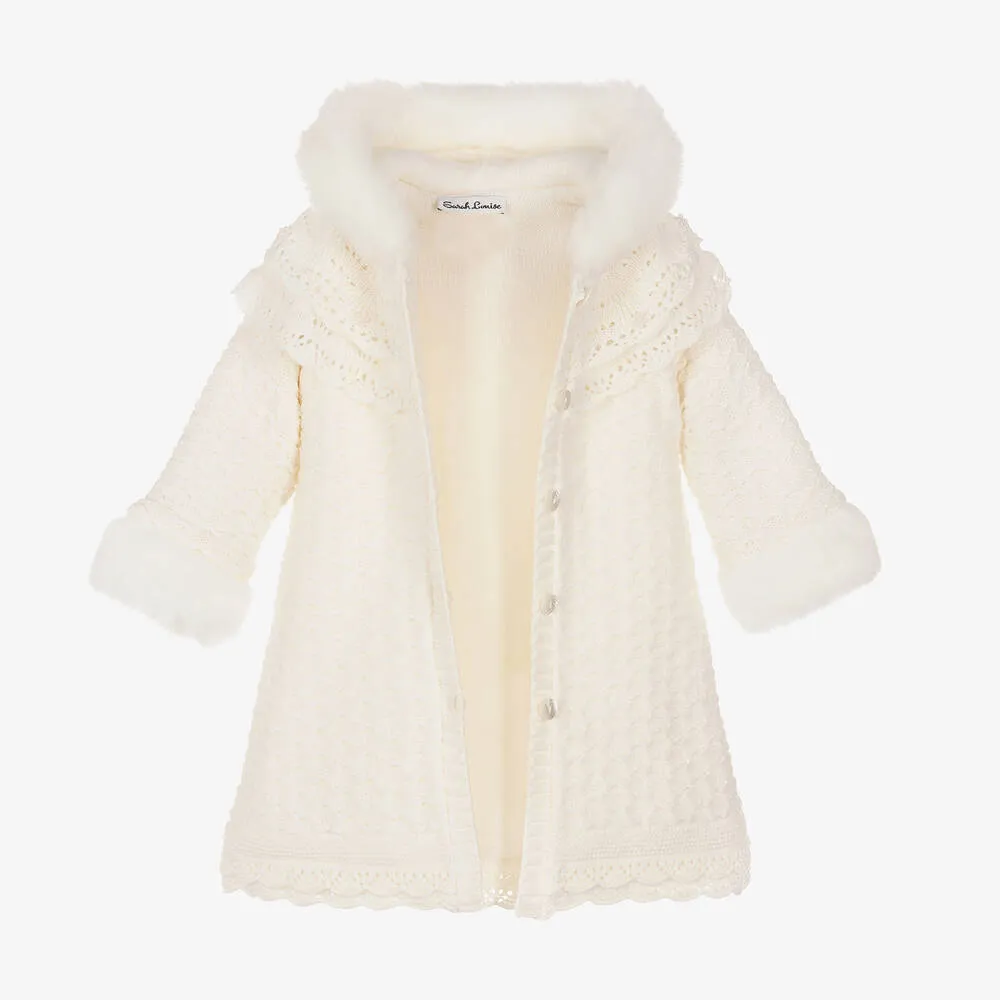 Girls Ivory Knitted Coat