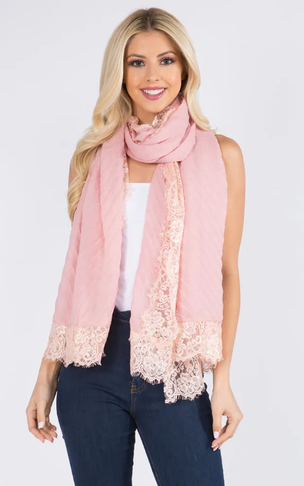 GPO556 Lace Accent Oblong Scarf