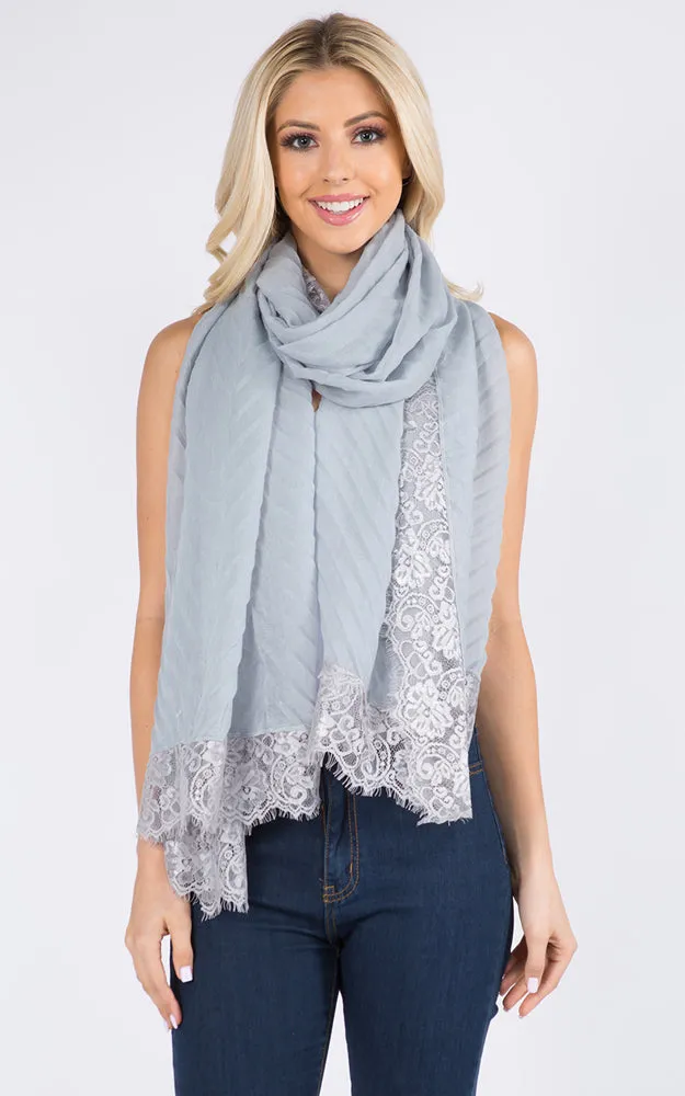 GPO556 Lace Accent Oblong Scarf