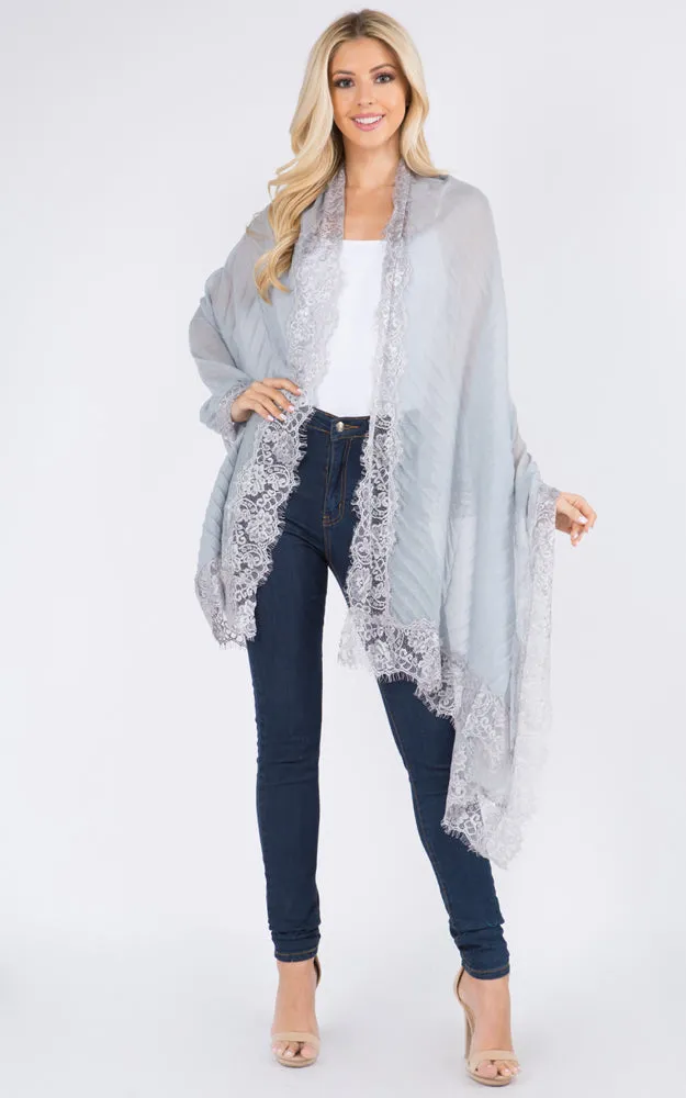 GPO556 Lace Accent Oblong Scarf