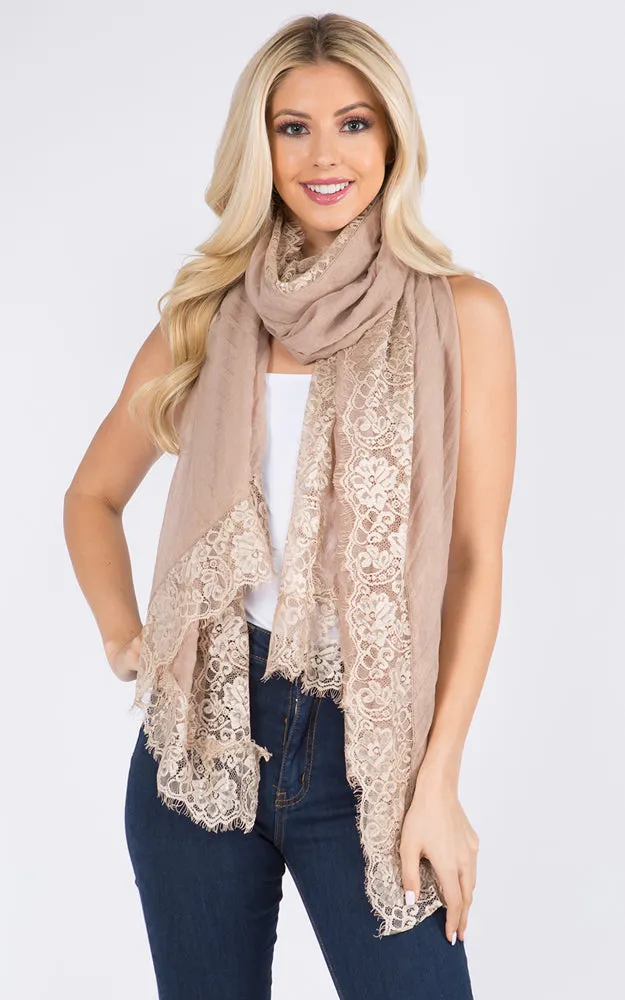 GPO556 Lace Accent Oblong Scarf