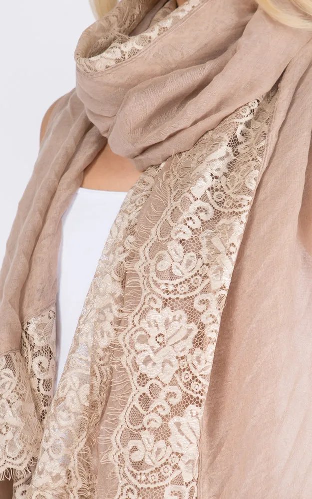 GPO556 Lace Accent Oblong Scarf