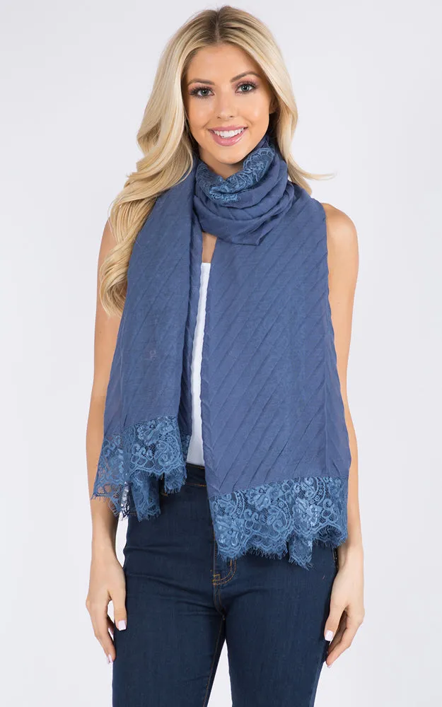 GPO556 Lace Accent Oblong Scarf