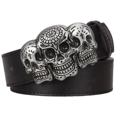 Hip Hop Style Retro Devil Skull Metal Buckle Leather Belt for Men