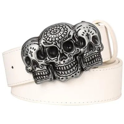 Hip Hop Style Retro Devil Skull Metal Buckle Leather Belt for Men