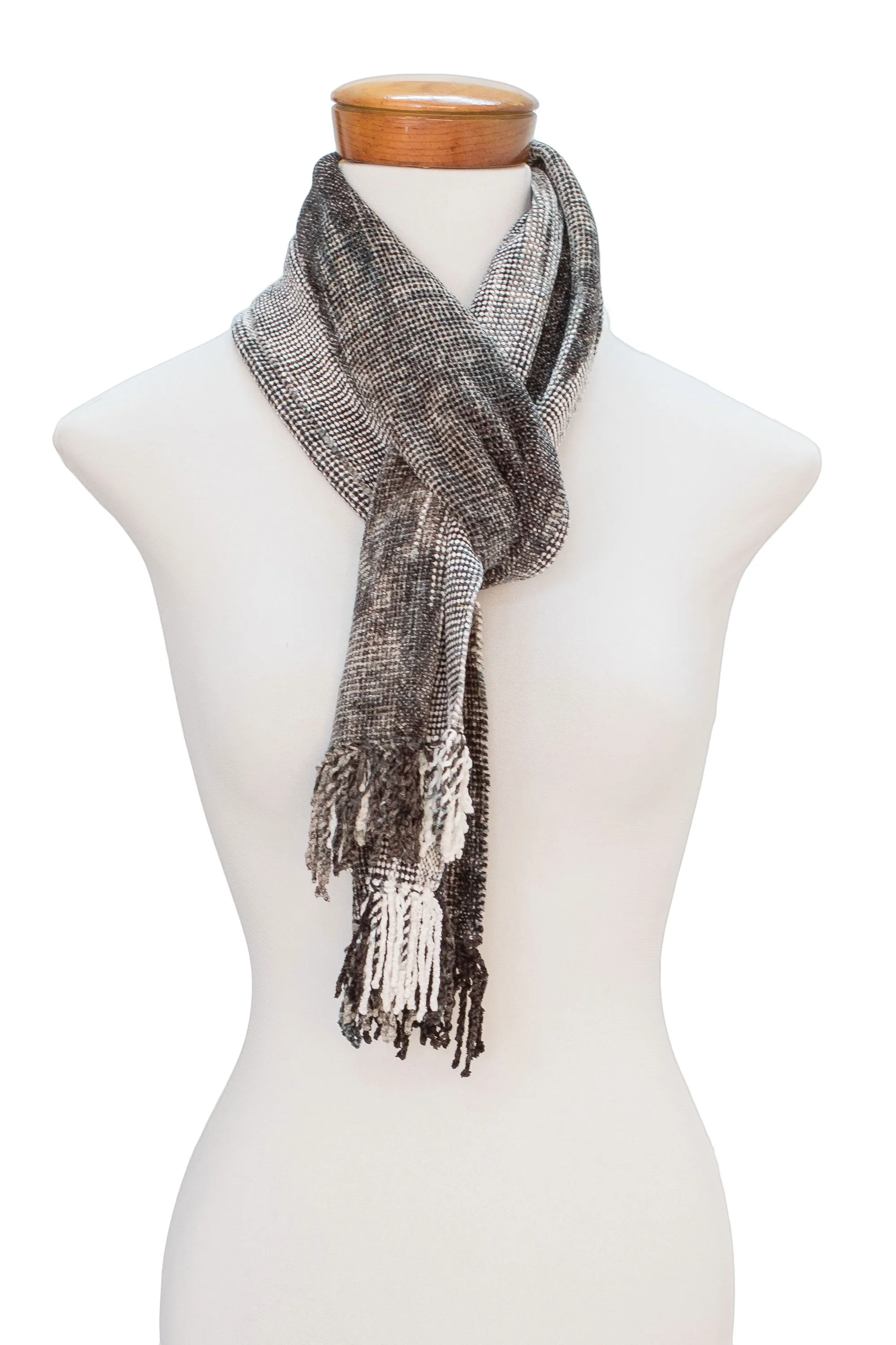 Infinite Universe Handwoven Grey Rayon Chenille Scarf from Guatemala