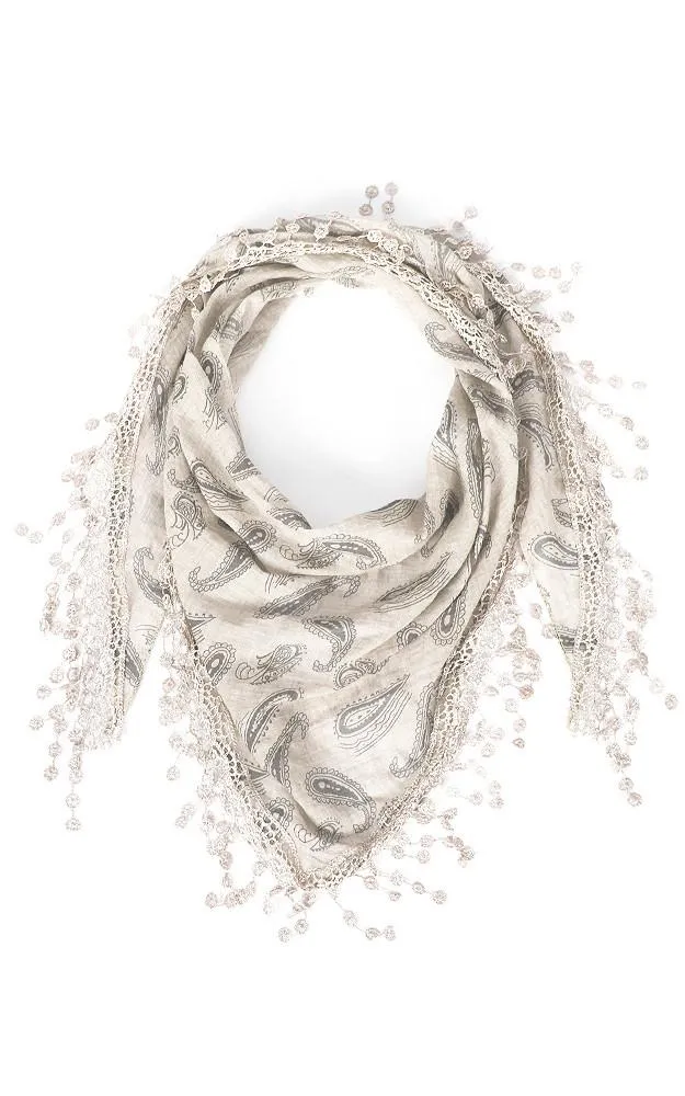 JC021603 Paisley Lace Triangle Scarf