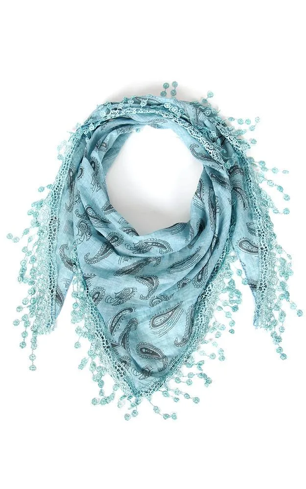 JC021603 Paisley Lace Triangle Scarf