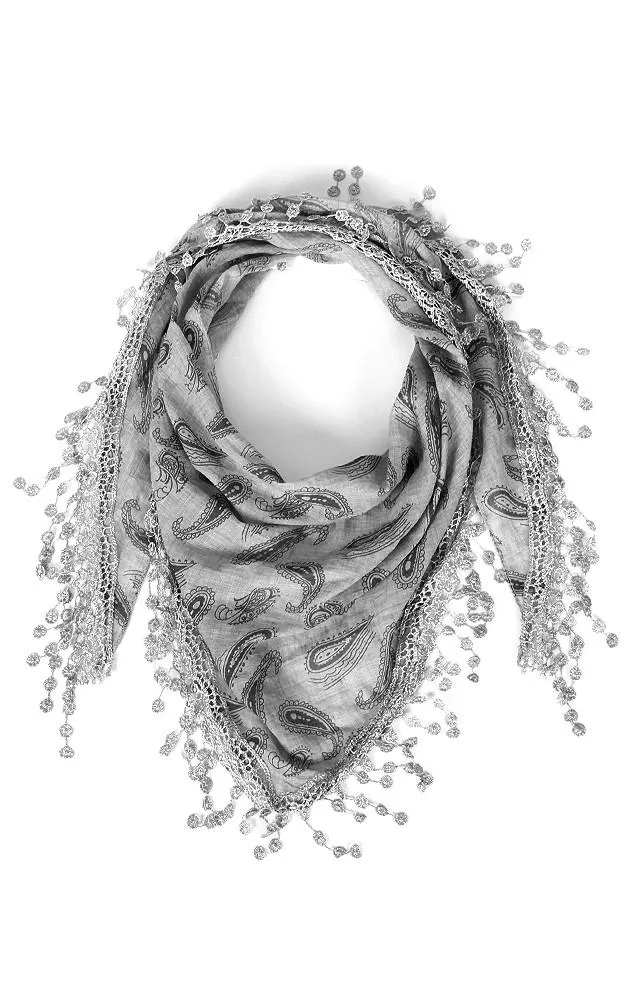 JC021603 Paisley Lace Triangle Scarf