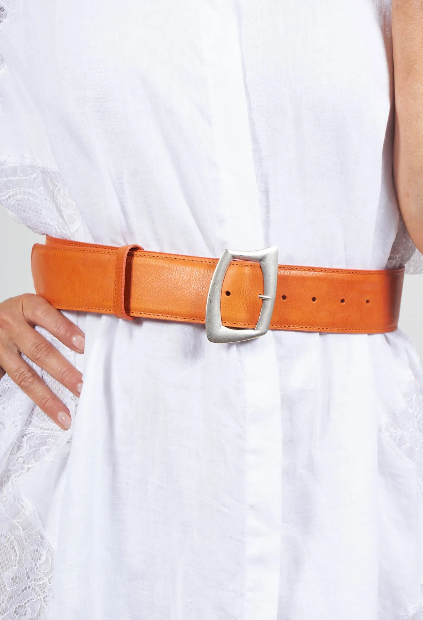 Leather Belt in Orange