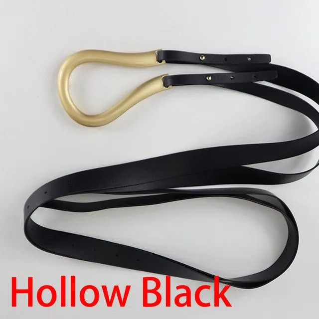 Light luxury personality curved metal horseshoe buckle large U-shaped Belt