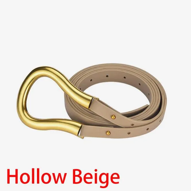 Light luxury personality curved metal horseshoe buckle large U-shaped Belt