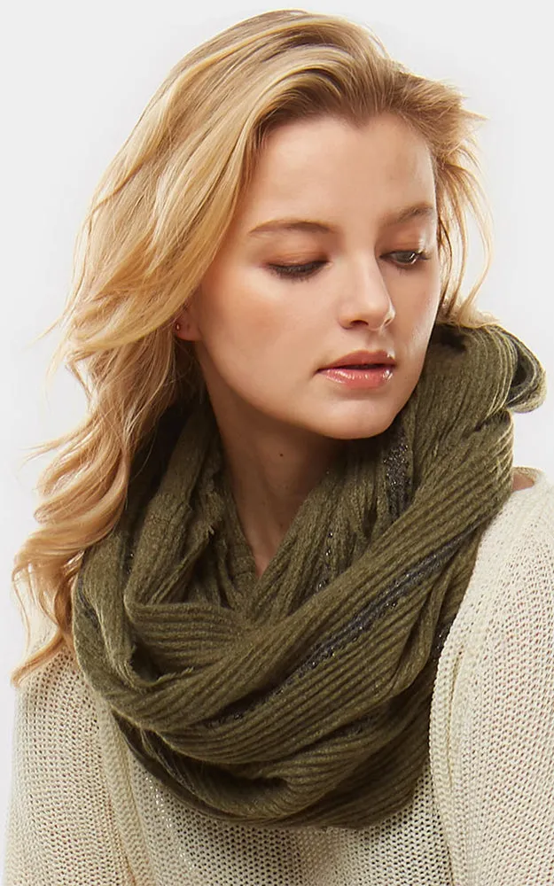 LOF774 Stripe Textured Boucle Infinity Scarf