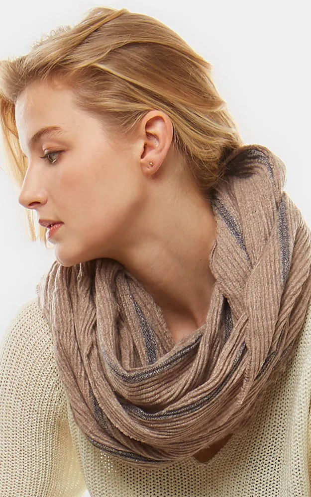 LOF774 Stripe Textured Boucle Infinity Scarf