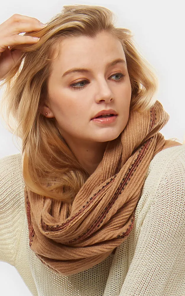 LOF774 Stripe Textured Boucle Infinity Scarf