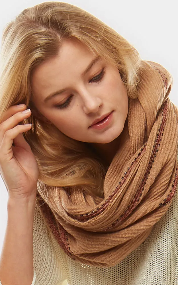 LOF774 Stripe Textured Boucle Infinity Scarf