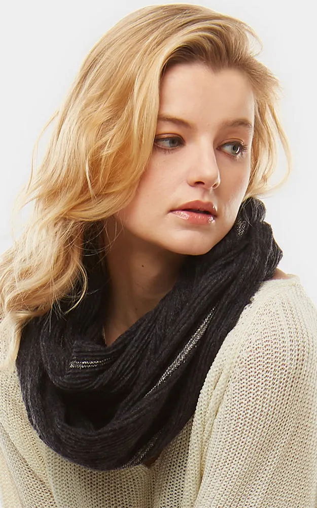 LOF774 Stripe Textured Boucle Infinity Scarf