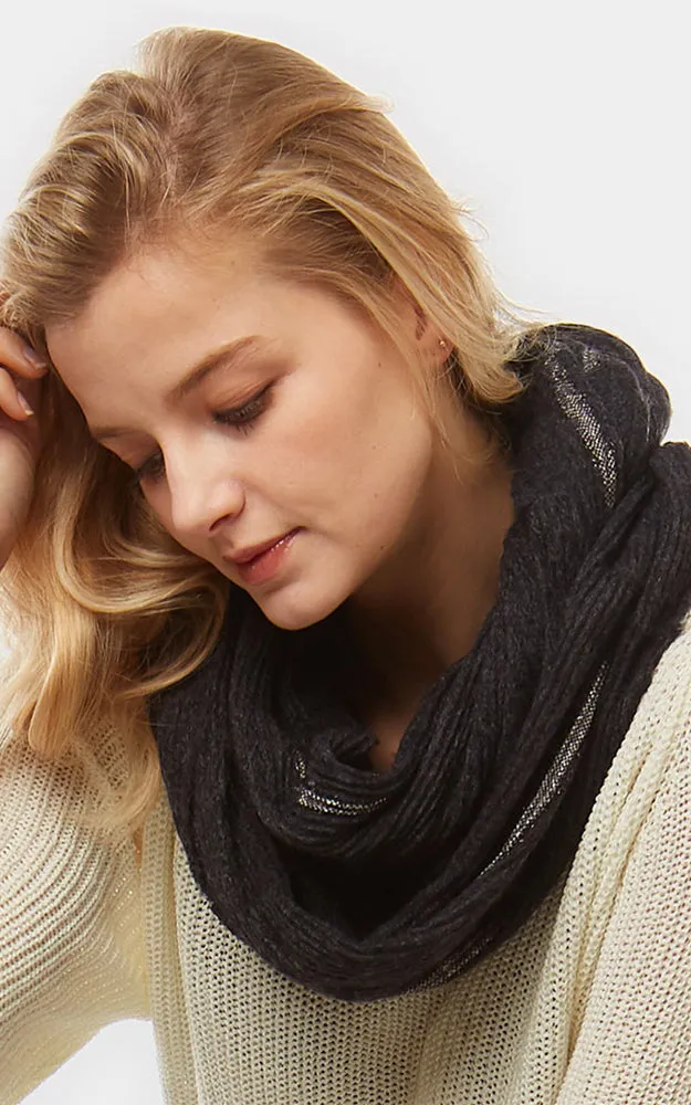 LOF774 Stripe Textured Boucle Infinity Scarf