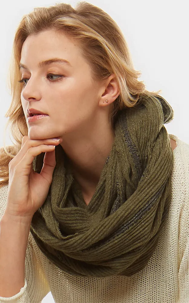 LOF774 Stripe Textured Boucle Infinity Scarf