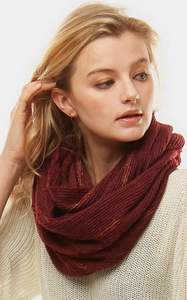 LOF774 Stripe Textured Boucle Infinity Scarf