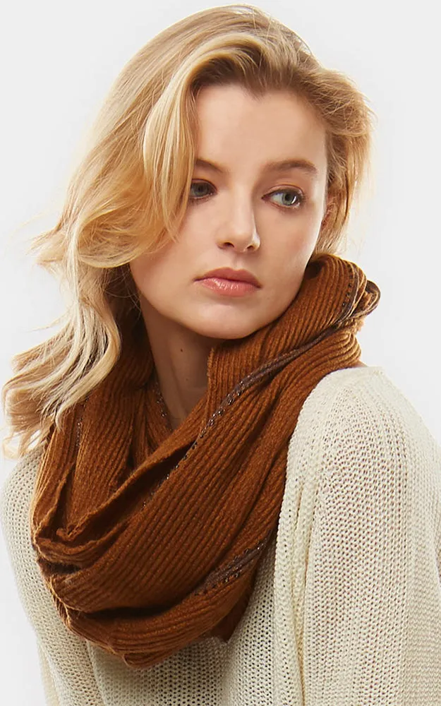 LOF774 Stripe Textured Boucle Infinity Scarf