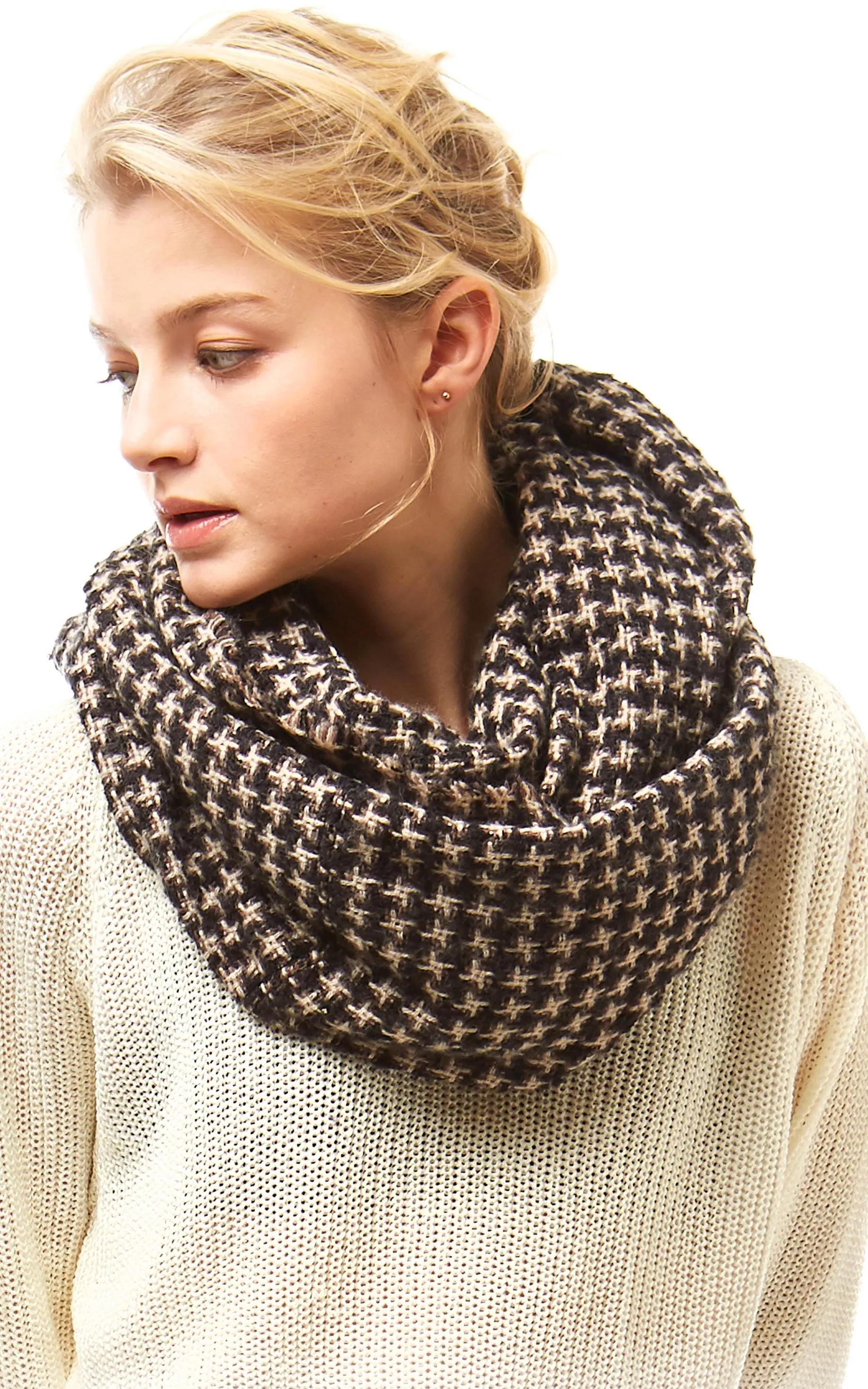 LOF919 Houndstooth Pattern Infinity Scarf