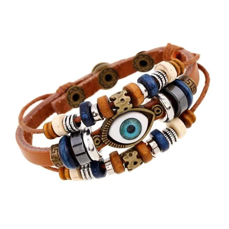 Lot of 24 evil Eye Bracelets (PU leather)