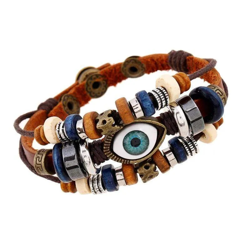 Lot of 24 evil Eye Bracelets (PU leather)