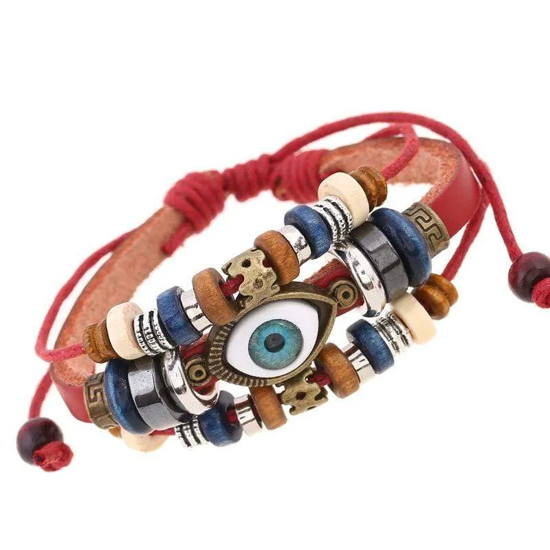 Lot of 24 evil Eye Bracelets (PU leather)