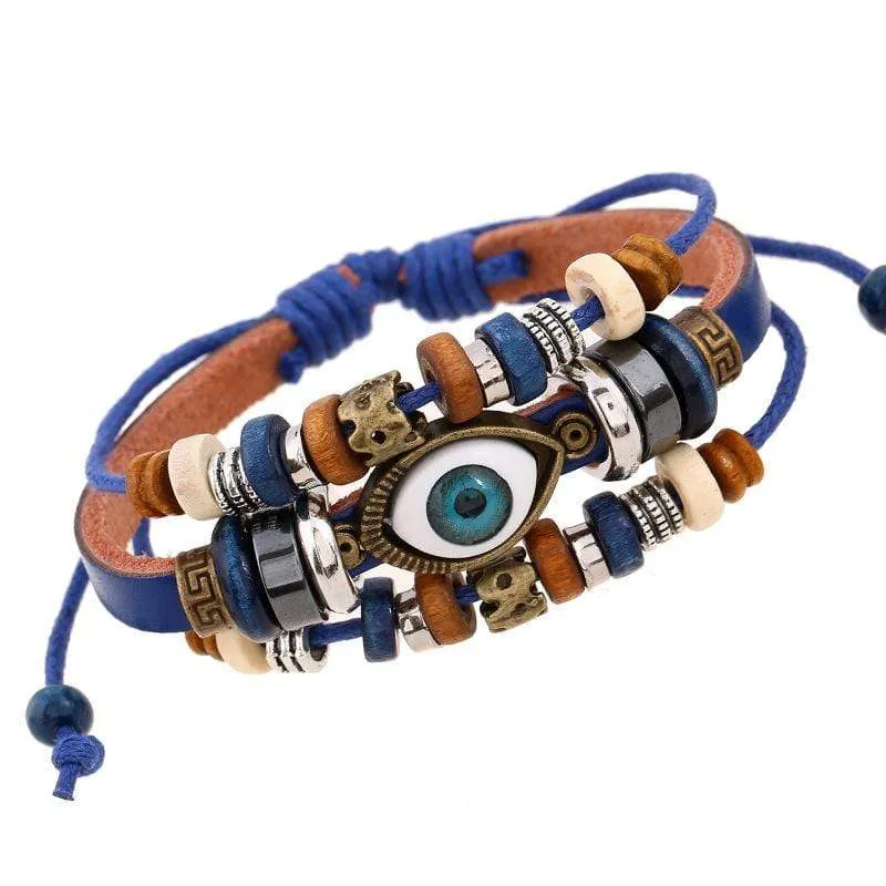 Lot of 24 evil Eye Bracelets (PU leather)