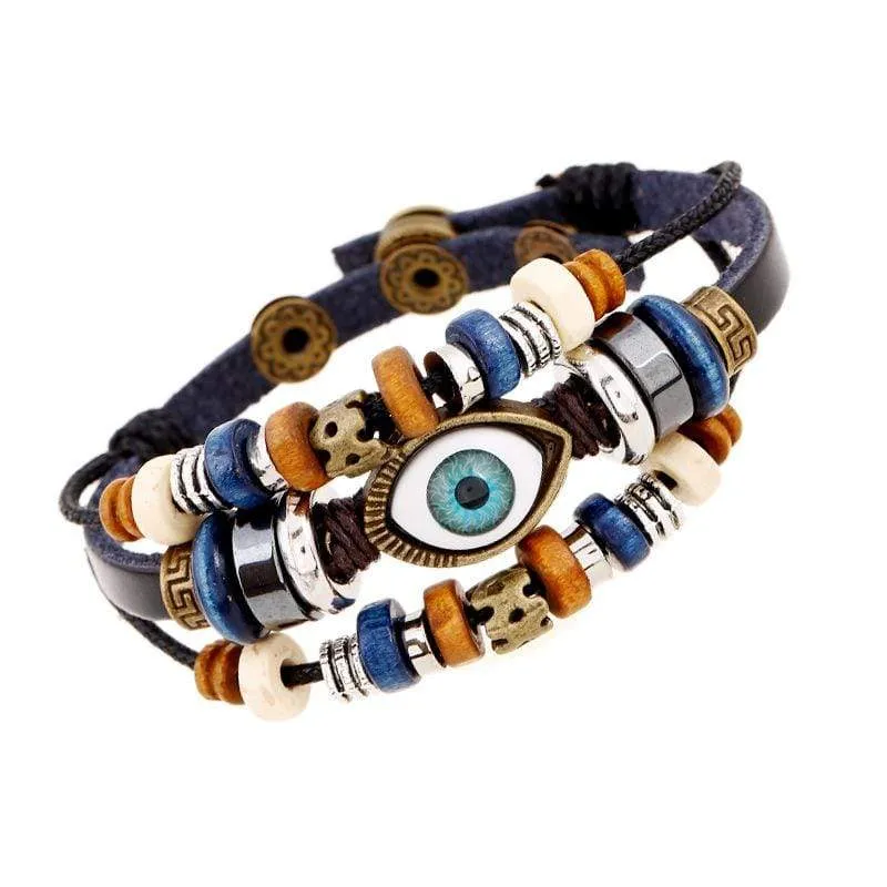 Lot of 24 evil Eye Bracelets (PU leather)