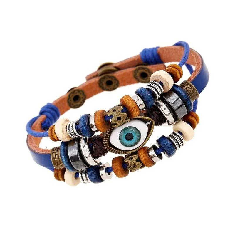 Lot of 24 evil Eye Bracelets (PU leather)