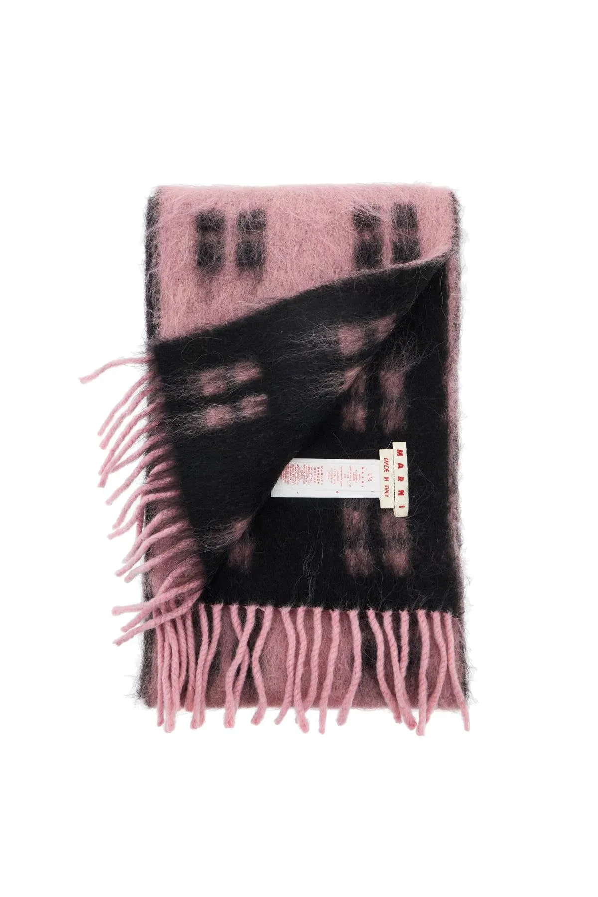 Marni Alpaca And Mohair Scarf With Plaid   Pink