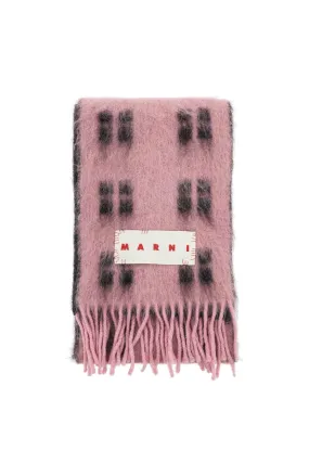 Marni Alpaca And Mohair Scarf With Plaid   Pink