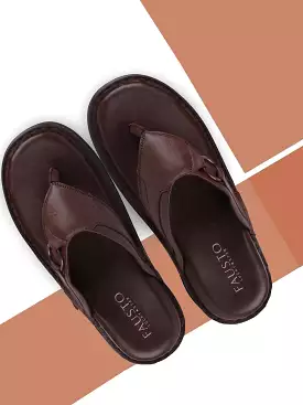 Men Brown Casual Leather Slip-On Outdoor Slippers