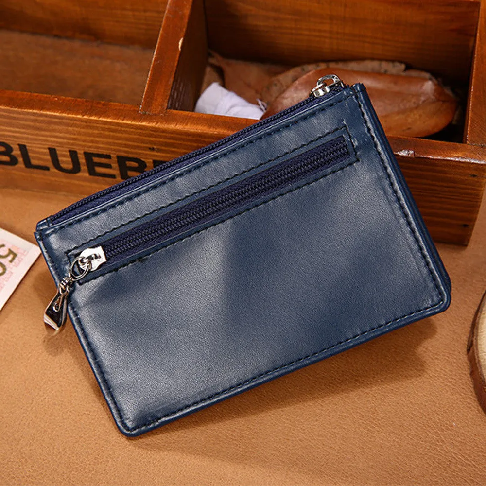 Men ID Holder Slim Mini Wallet Cow PU Leather Purse Credit Card Case Bolso Masculino