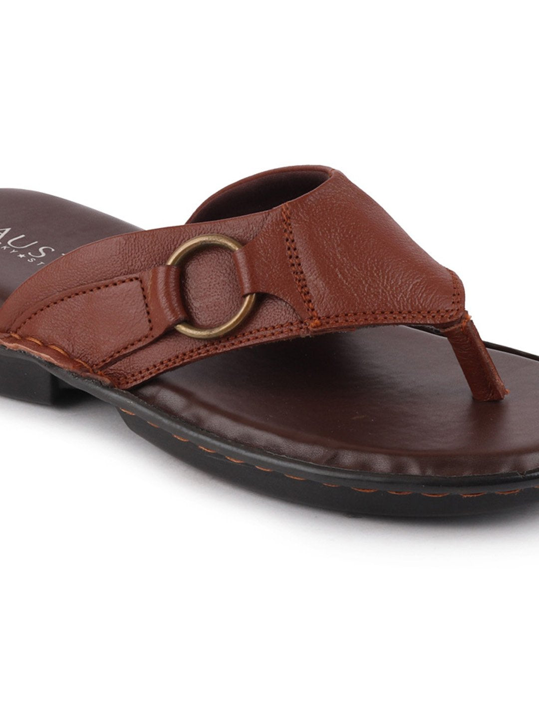 Men Tan Casual Leather Slip-On Outdoor Slippers