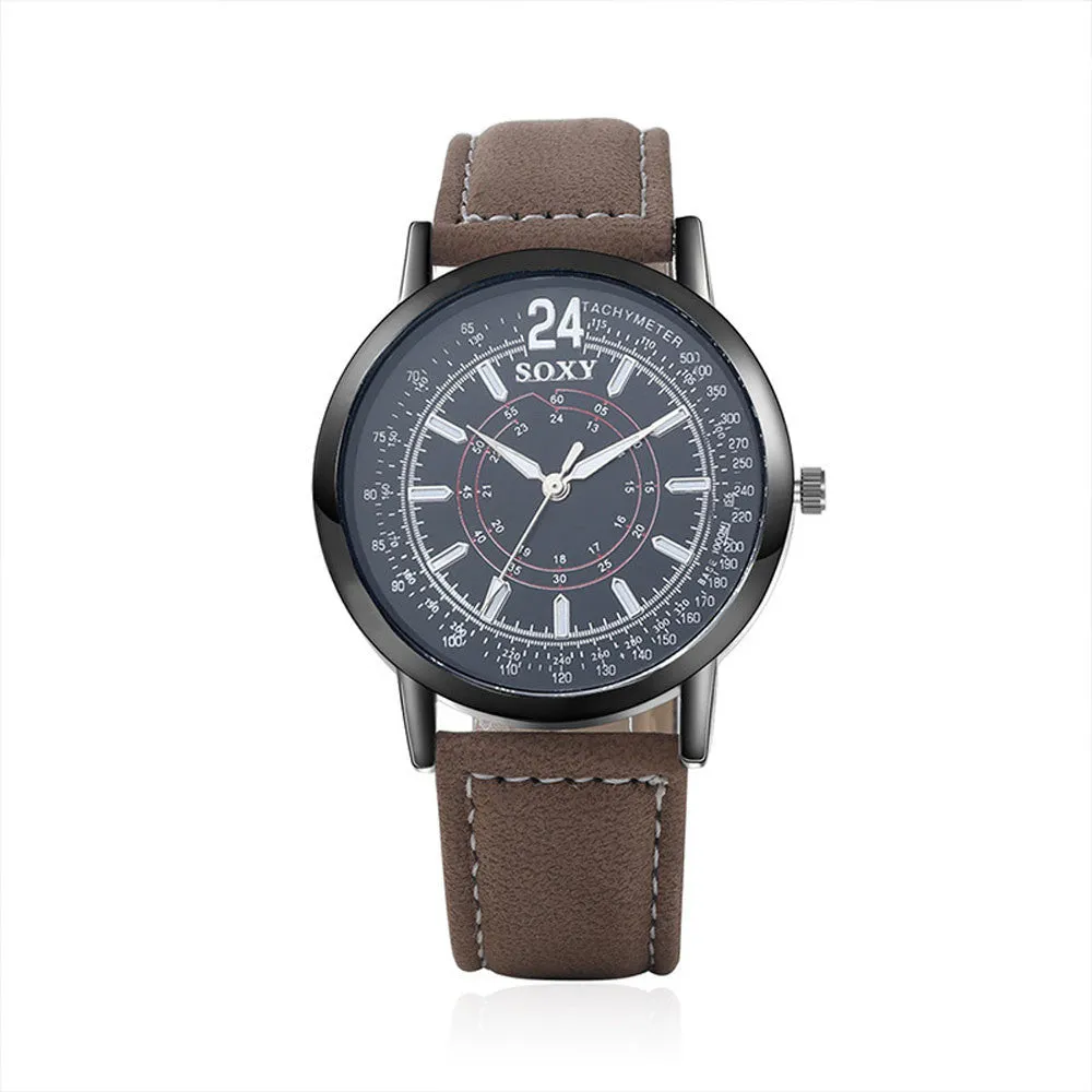 Mens WatchesTop Luxury Relogio Masculino PU Leather Band Analog Quartz Military army Business Watch