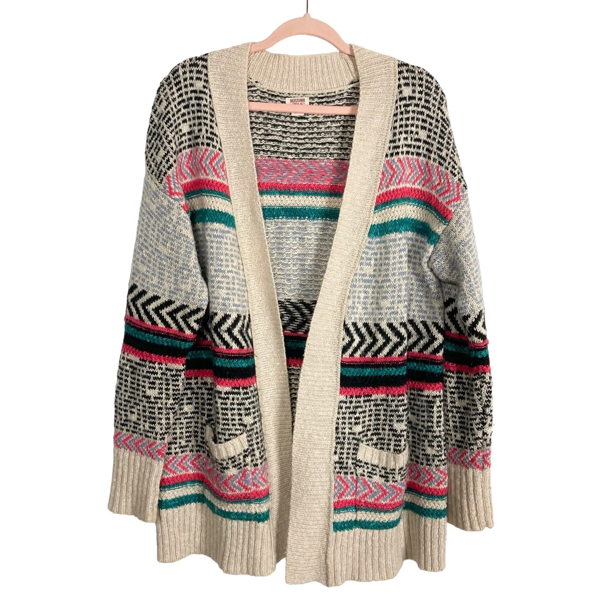 Mossimo Multi-Color and Multi-Pattern Open Cardigan Sweater- Size L